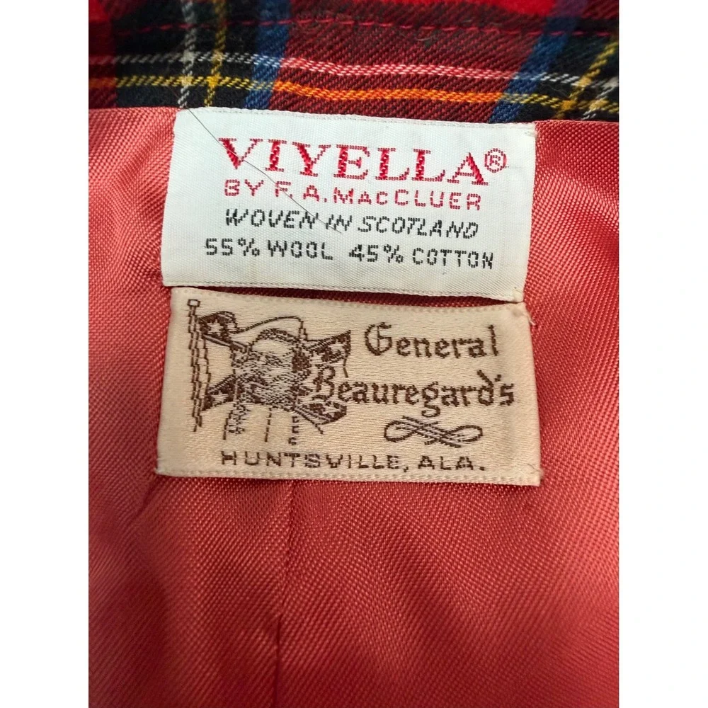 Vintage Viyella Mens Red Plaid Wool Blend Vest in Scotland Tartan Waistcoat 44
